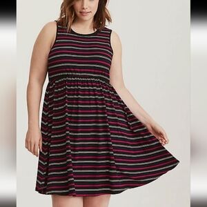 TORRID Multicolored Striped Sleeveless Skater Dress 1XL